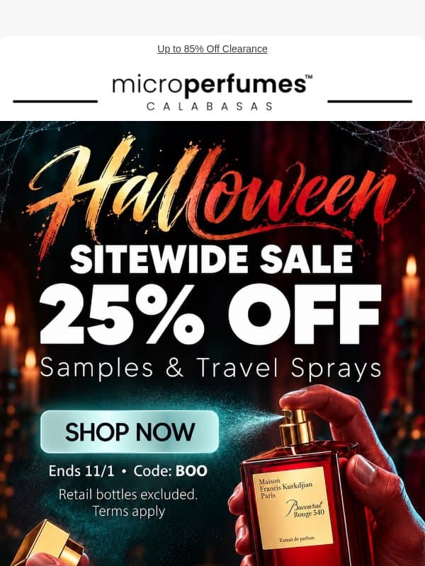 🧟 IT’S ALIVE! 25% OFF Halloween Sale! email from MicroPerfumes