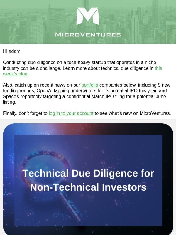 MV News: OpenAI & SpaceX Take Steps Toward IPOs email from MicroVentures