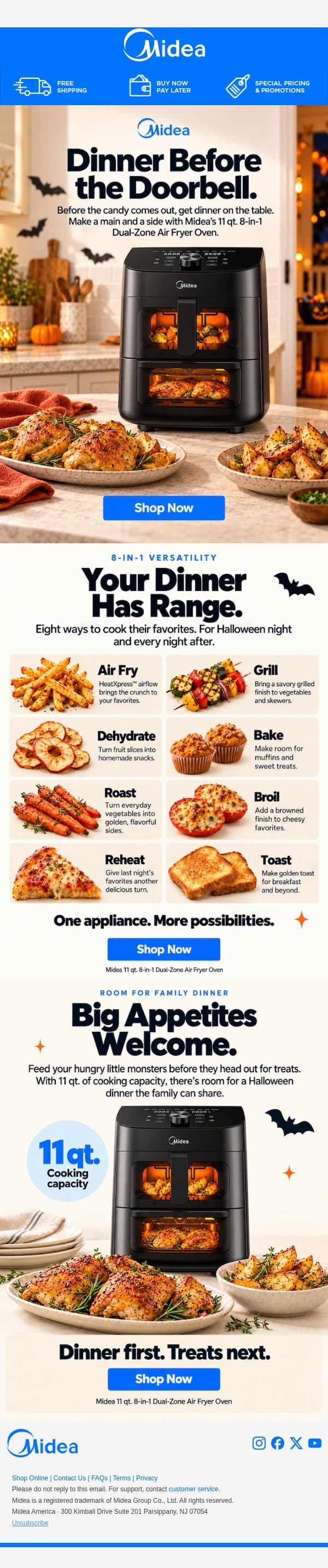 Dinner Before the Doorbell email from Midea screenshot