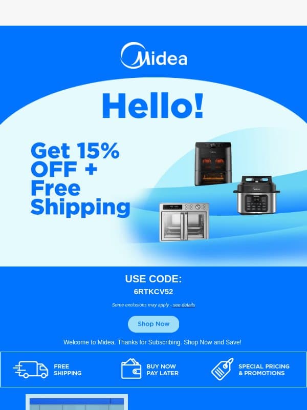 π Welcome To Midea! email from Midea