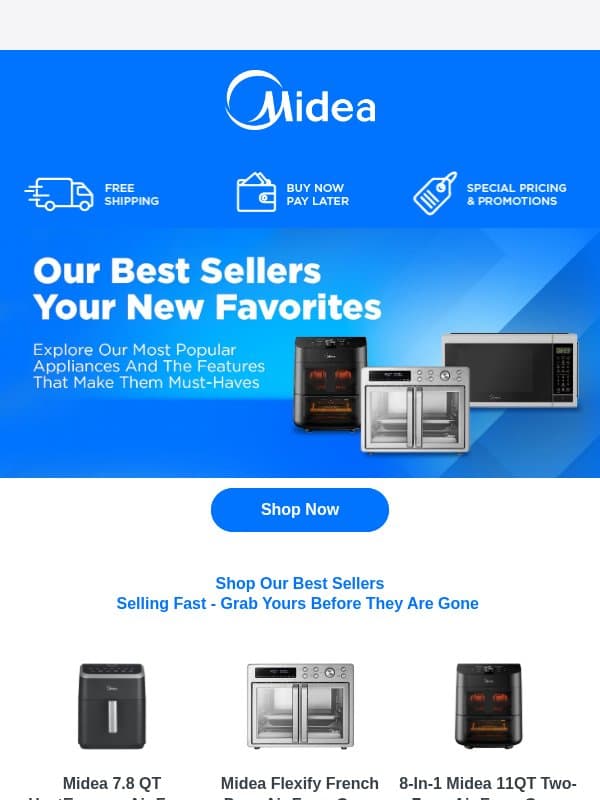 Don’t Miss Out: Best Sellers Are Going Fast email from Midea