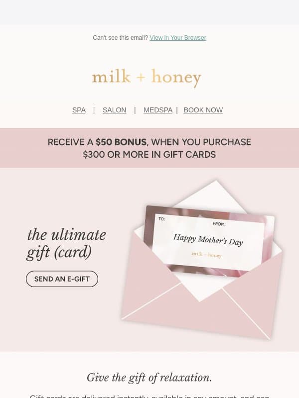 give the gift of relaxation 🤍 email from Milk & Honey