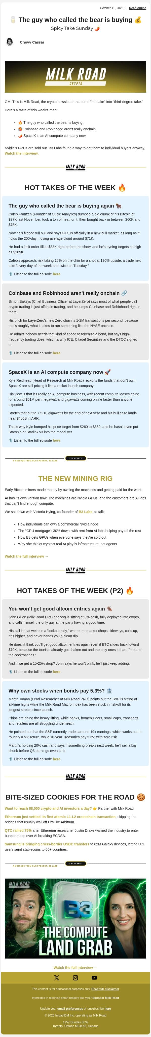 🥛 The guy who called the bear is buying 💰 email from Milk Road screenshot