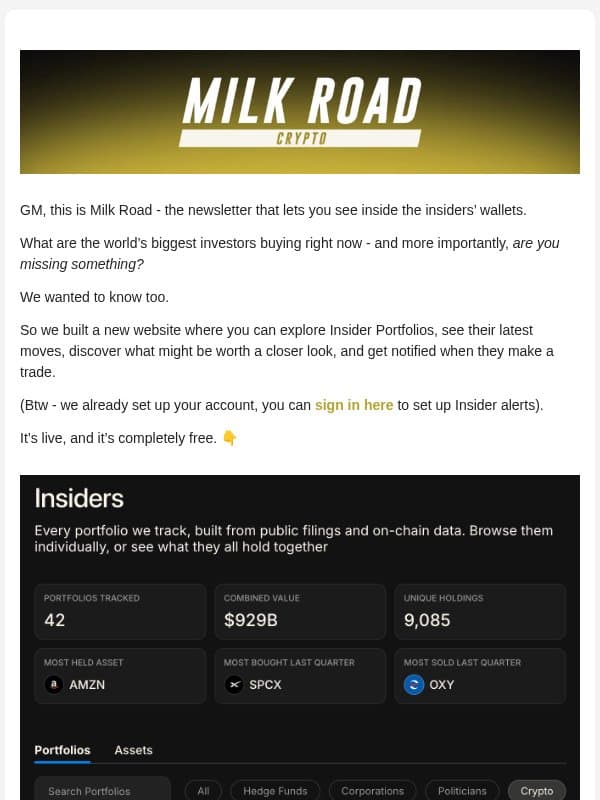🥛 See what's in Vitalik's wallet 👀 email from Milk Road