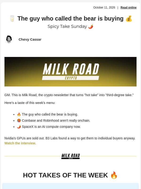 🥛 The guy who called the bear is buying 💰 email from Milk Road