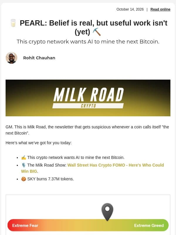 🥛 PEARL: Belief is real, but useful work isn't (yet) ⛏️ email from Milk Road