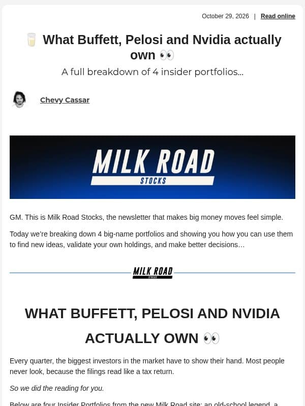 🥛 What Buffett, Pelosi and Nvidia actually own 👀 email from Milk Road