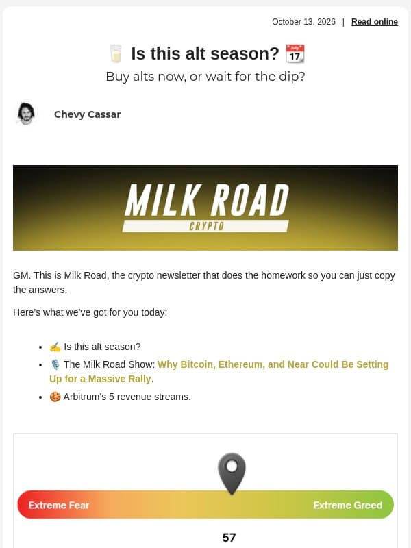 🥛 Is this alt season? 📆 email from Milk Road