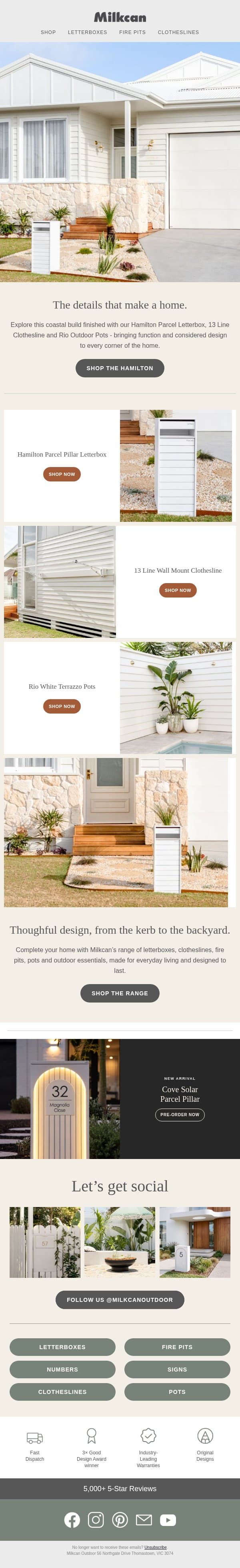 Outdoor details, done right email from Milkcan Outdoor screenshot