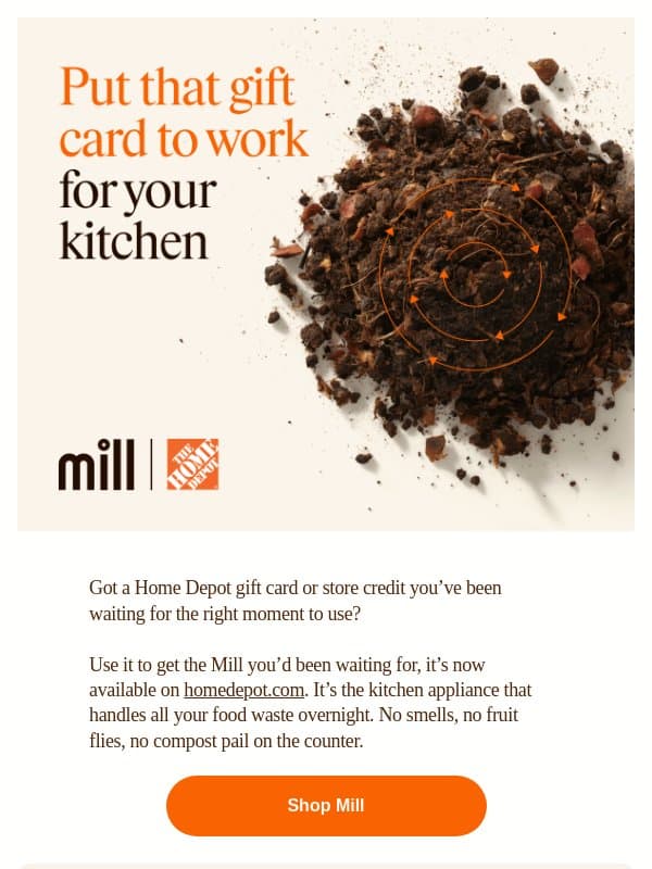 Got Home Depot credits? email from Mill