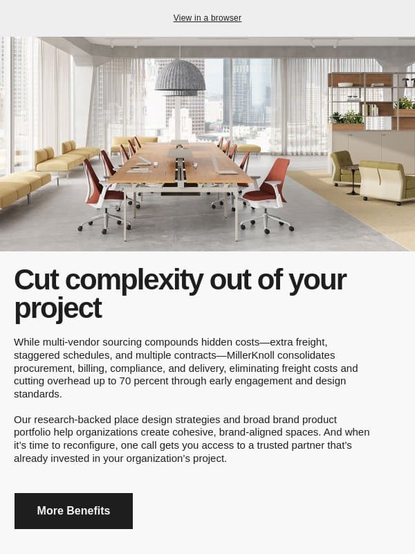 Simplify procurement. Strengthen your results. email from MillerKnoll