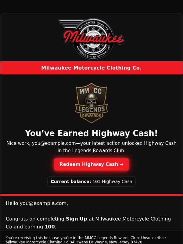 You just earned Highway Cash, milwaukee-leather-us.newsletter@migma.ai 🏍️ email from Milwaukee Leather