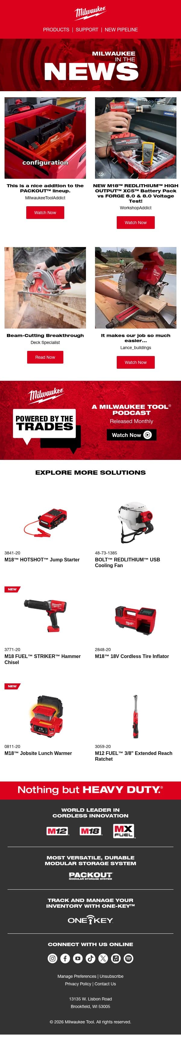 New Content from Milwaukee Tool Users email from Milwaukee Tool screenshot