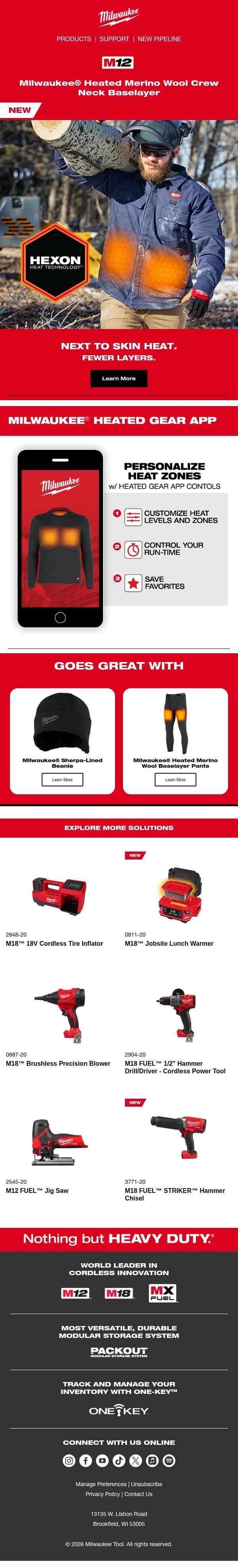 Fastest Heat Up Time email from Milwaukee Tool screenshot