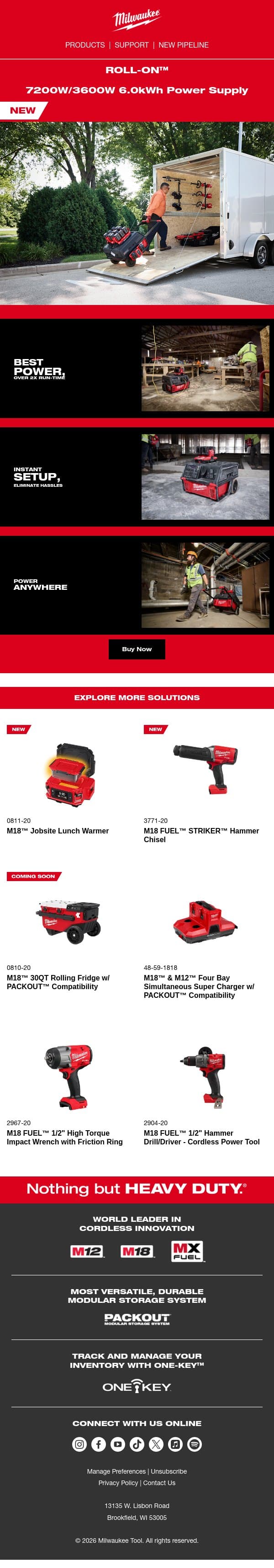 Ready to Skip the Gas Generator? email from Milwaukee Tool screenshot