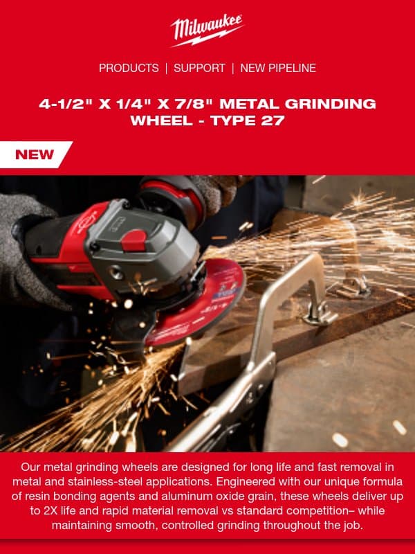 Smooth, Controlled Grinding email from Milwaukee Tool