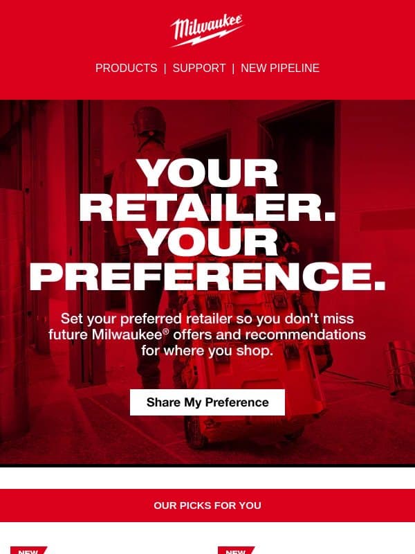 Unlock a More Personalized Experience email from Milwaukee Tool