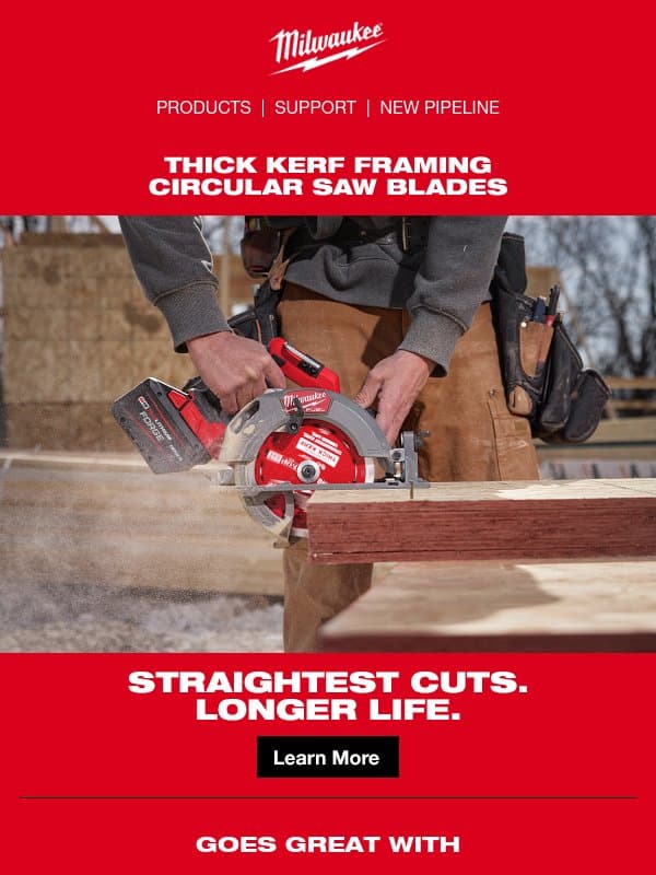 Stays Sharper Longer with Carbide Teeth email from Milwaukee Tool