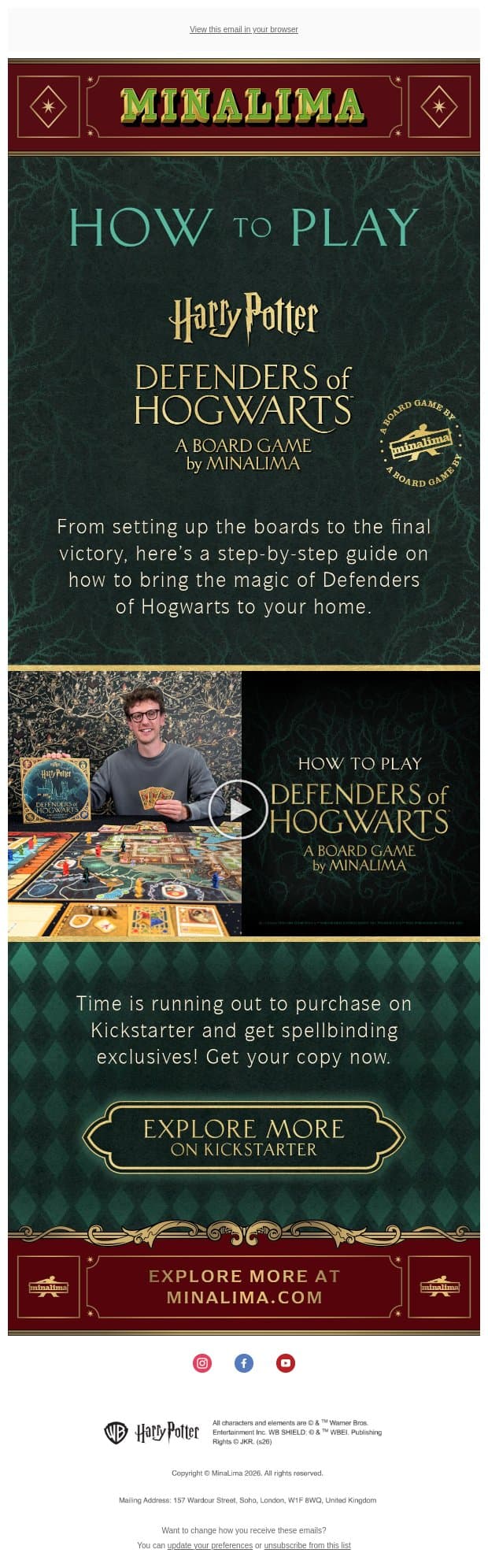 FIRST LOOK: How to play our new board game, Defenders of Hogwarts! email from MinaLima screenshot