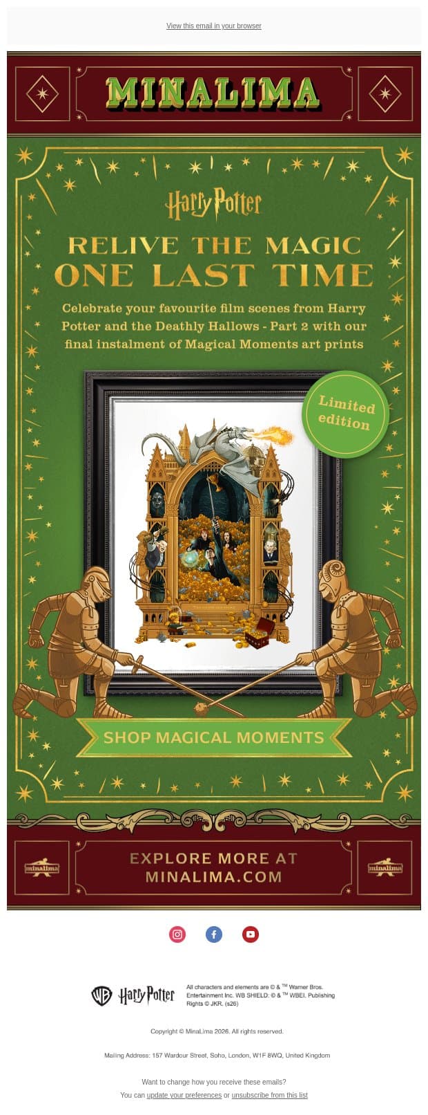 Open for our FINAL series of Magical Moments 🥹💫 email from MinaLima screenshot