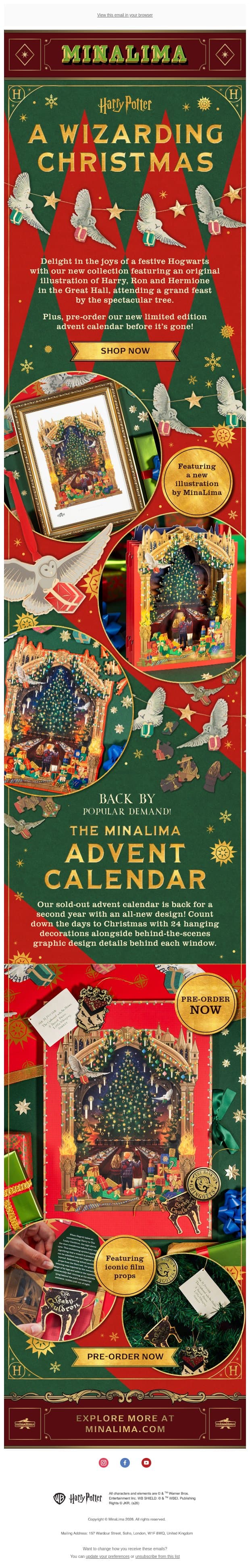 NEW COLLECTION: Christmas has come early at MinaLima 🎄✨ email from MinaLima screenshot
