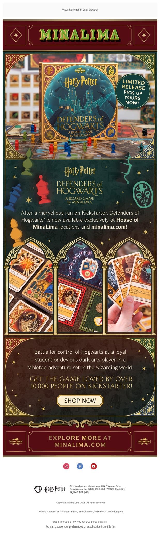 Defenders of Hogwarts™ has arrived at House of MinaLima 🏠⚡ email from MinaLima screenshot