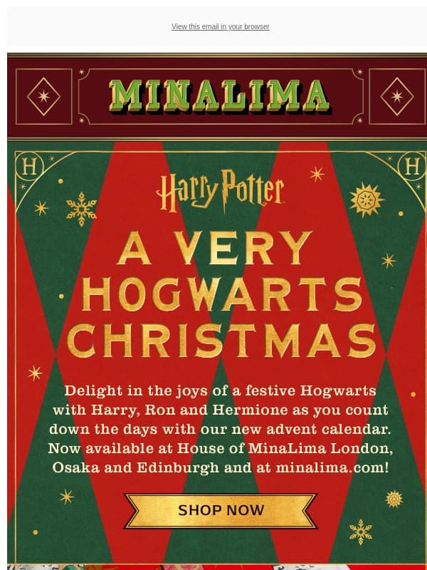 A closer look at our new advent calendar 🪄🎄 email from MinaLima