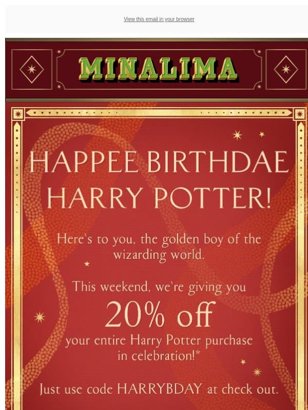 Happee birthdae to the Boy Who Lived β‘ email from MinaLima