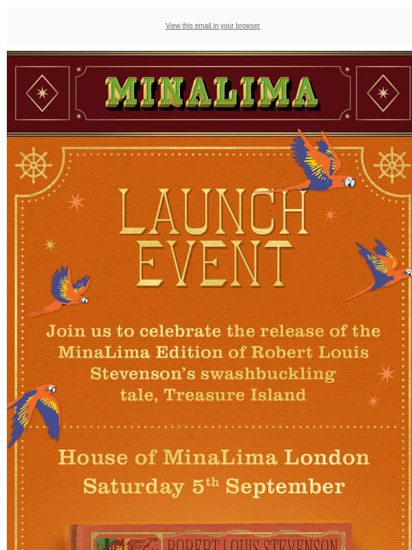 Meet Miraphora and Eduardo at our Treasure Island launch event! email from MinaLima