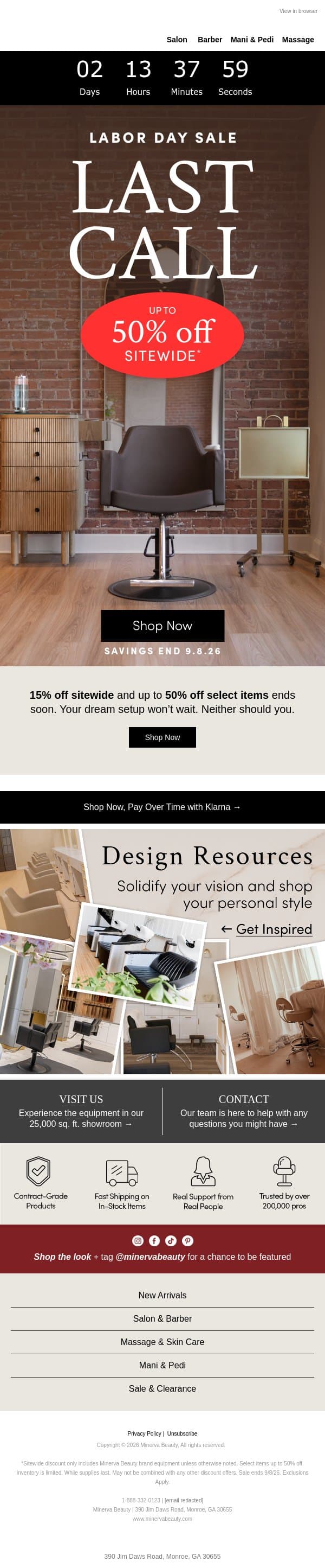 FINAL CALL: Labor Day Savings End Soon email from Minerva Beauty screenshot