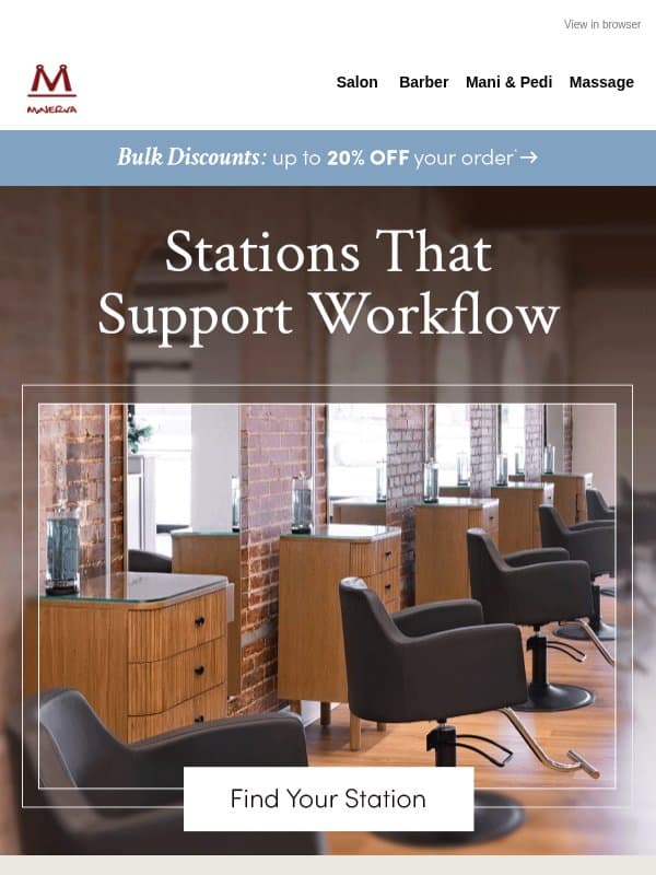 Stations that work with your layout → email from Minerva Beauty
