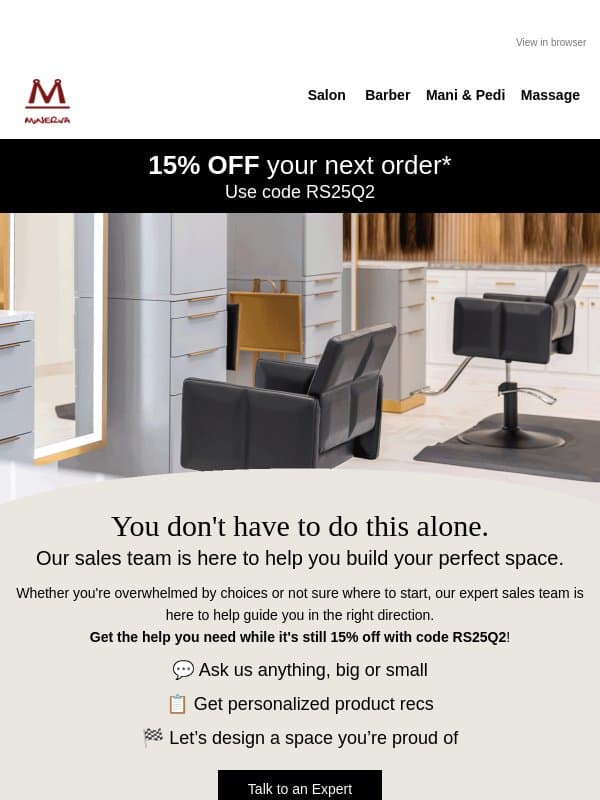Last Chance: 15% Off Your Dream Setup Ends Soon email from Minerva Beauty
