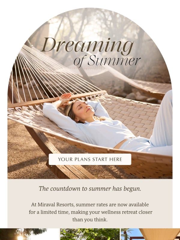 Your Countdown to Summer Begins email from Miraval Arizona