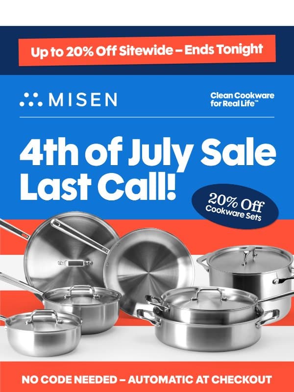 Up to 20% Off Ends at Midnight email from Misen