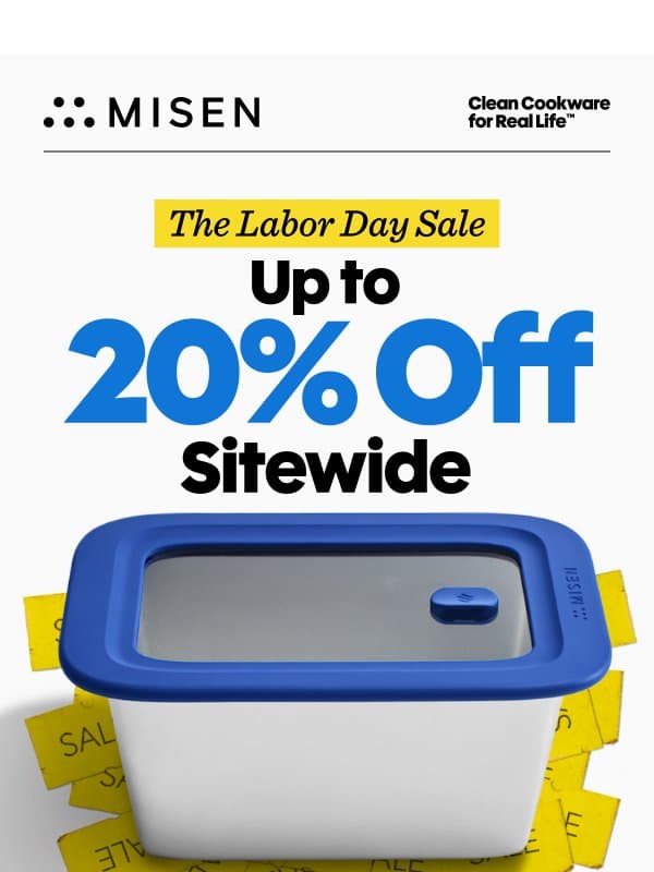 Up to 20% Off Sitewide Starts Now! email from Misen