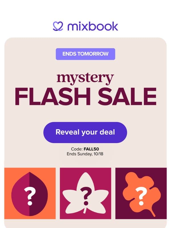 Your mystery deal is waiting 👀 email from Mixbook