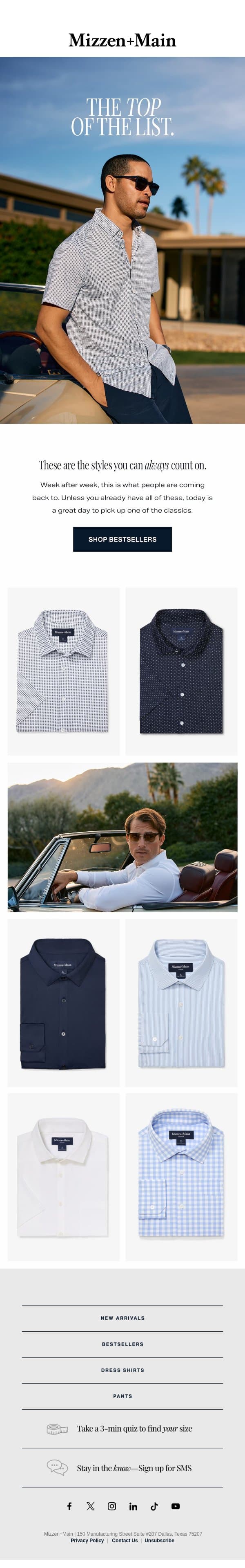 It's the best for a reason email from Mizzen+Main screenshot
