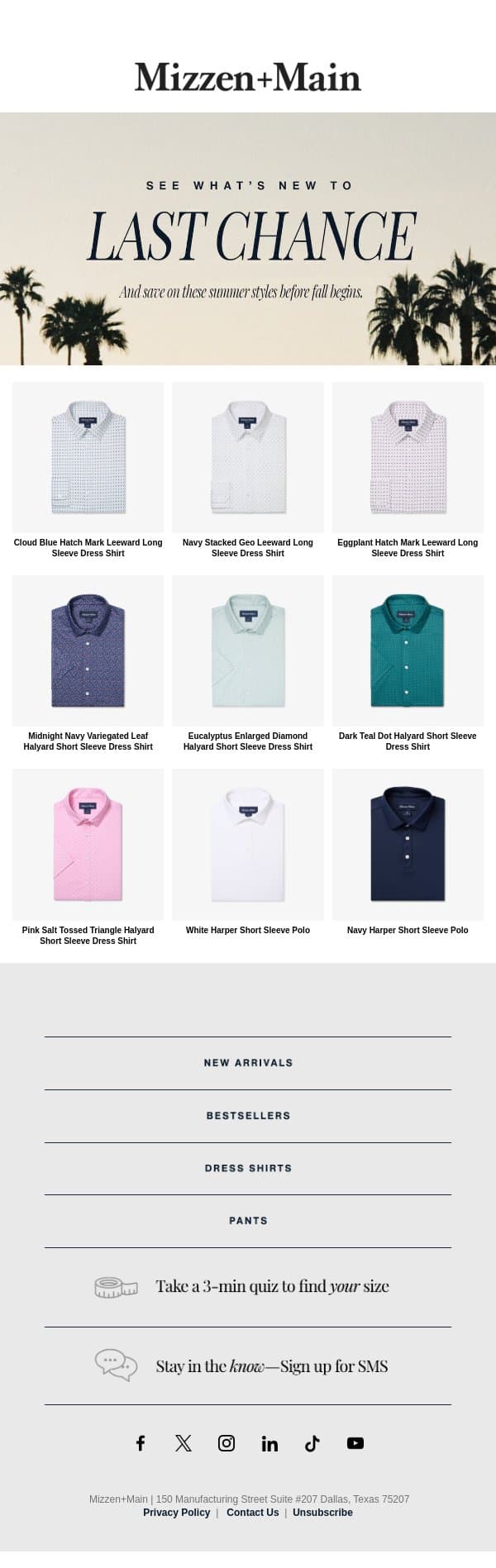 Save on Last Chance Summer Styles email from Mizzen+Main screenshot
