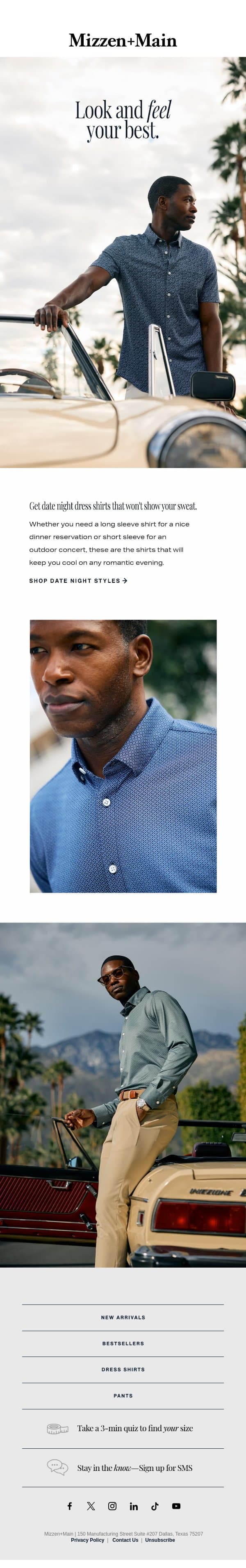 Make date night look (and feel) perfect email from Mizzen+Main screenshot