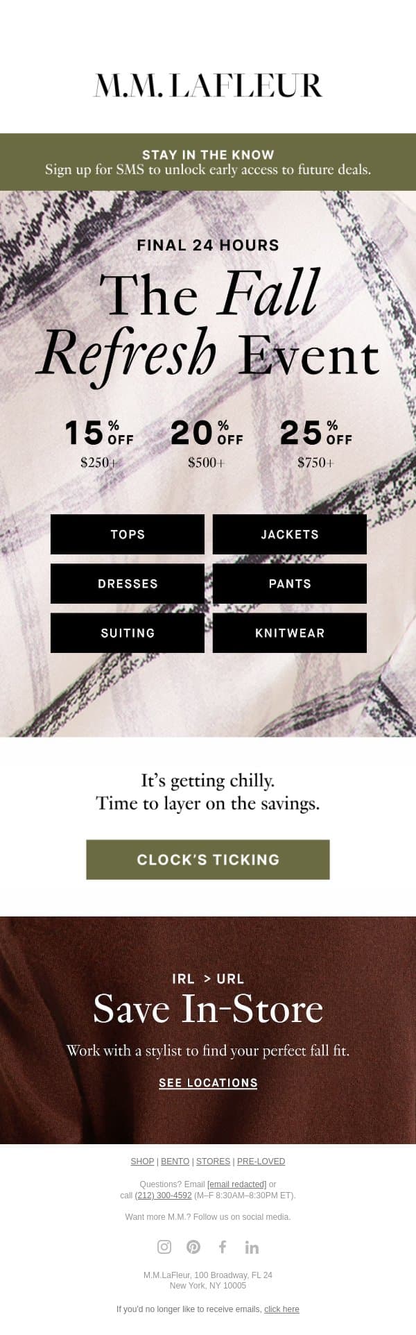 Final Hours: The Fall Refresh Event email from M.M.LaFleur screenshot