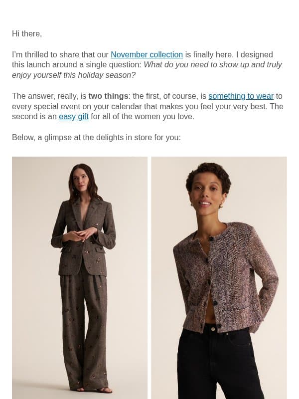 NEW IN: The November Collection. email from M.M.LaFleur