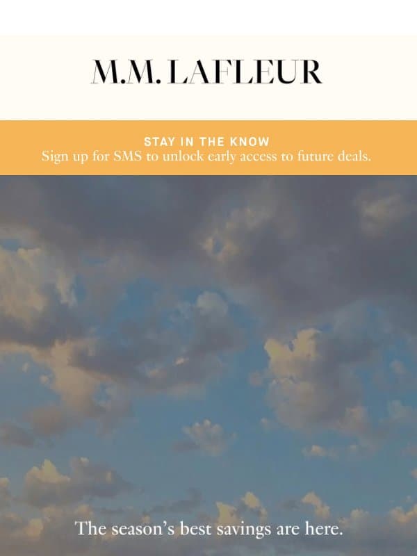 STARTS NOW: The Labor Day Sale Event. email from M.M.LaFleur