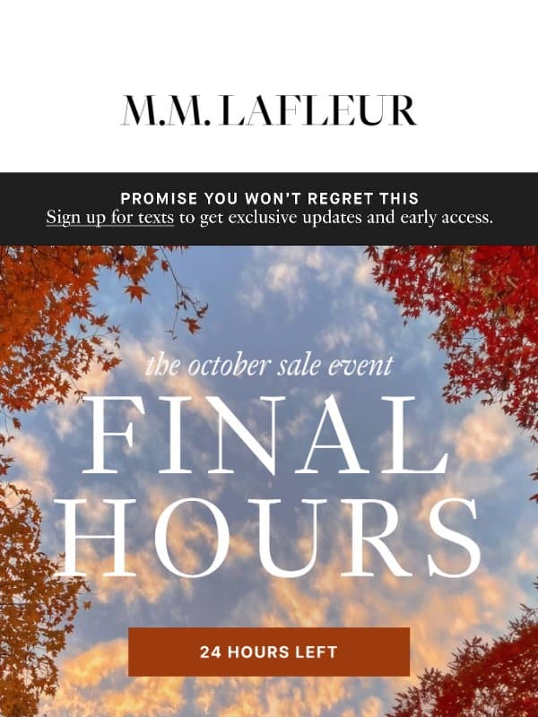FINAL HRS: The October Sale Event email from M.M.LaFleur