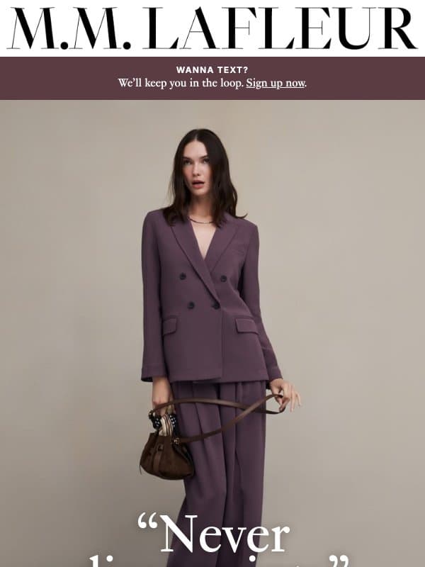 NEW IN: Everyday Crepe in Hazy Mauve. email from M.M.LaFleur