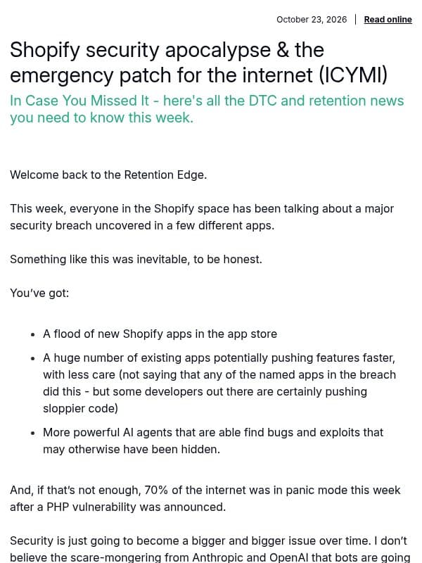 Shopify security apocalypse & the emergency patch for the internet (ICYMI) email from MobiLoud