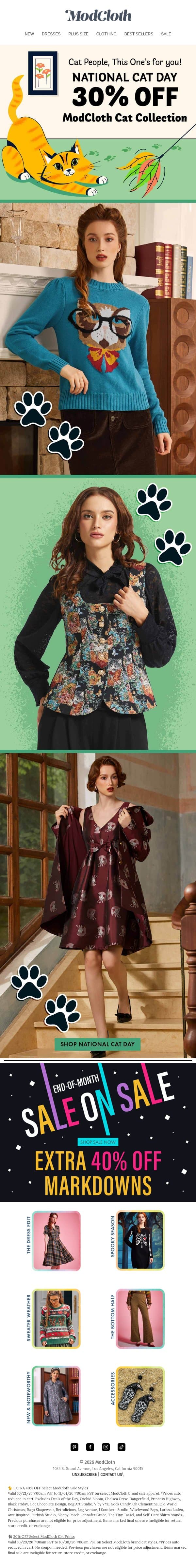 Feline Good About This One😽 email from ModCloth screenshot