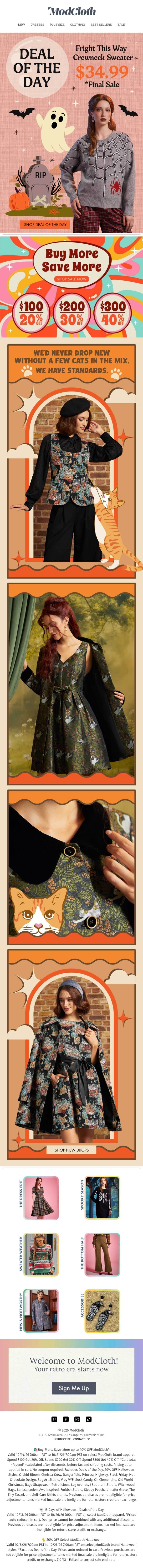 This Is a Cat-tastic Monday 🐱 email from ModCloth screenshot