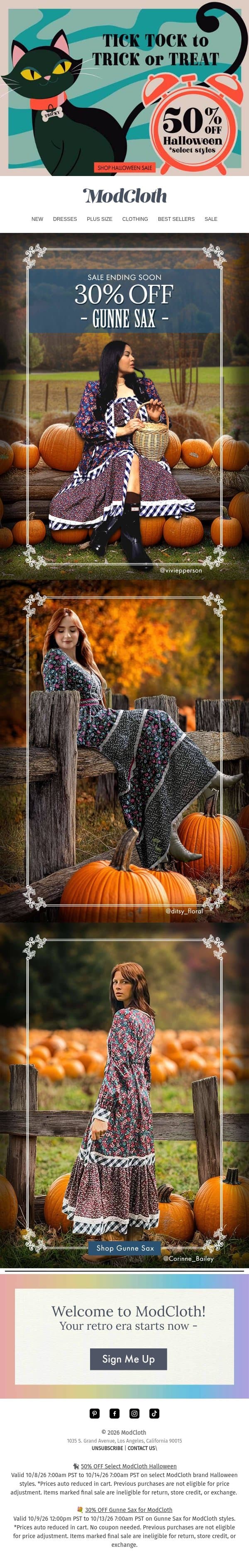 Plot Twist: You’re the Best-Dressed in the Pumpkin Patch email from ModCloth screenshot