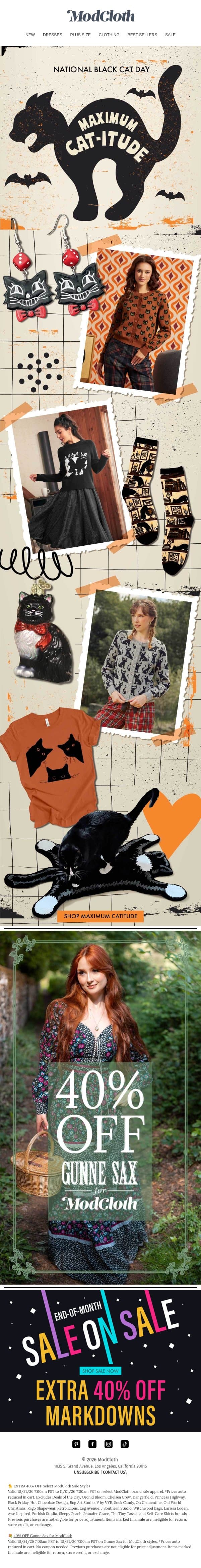 All Hail the Black Cat🐈⬛ email from ModCloth screenshot