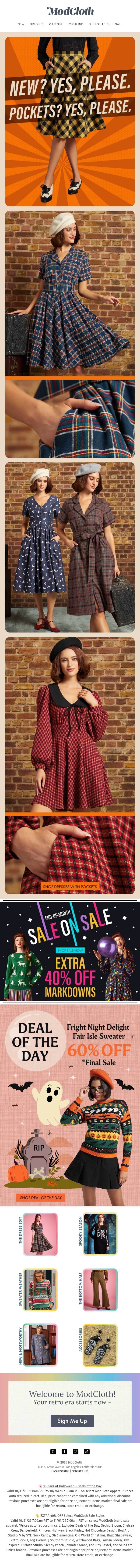 More Pockets, Less Problems.😃 email from ModCloth screenshot